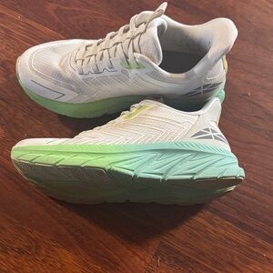 Women's White and Green Athletic Shoes